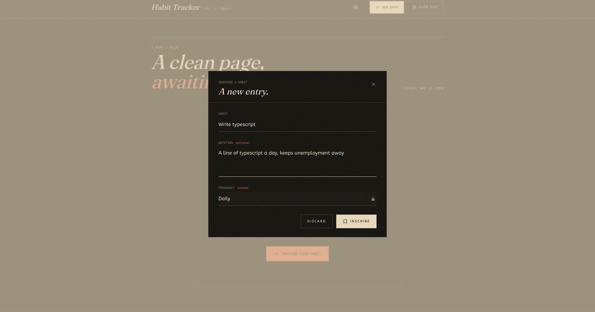 Inscribe a habit